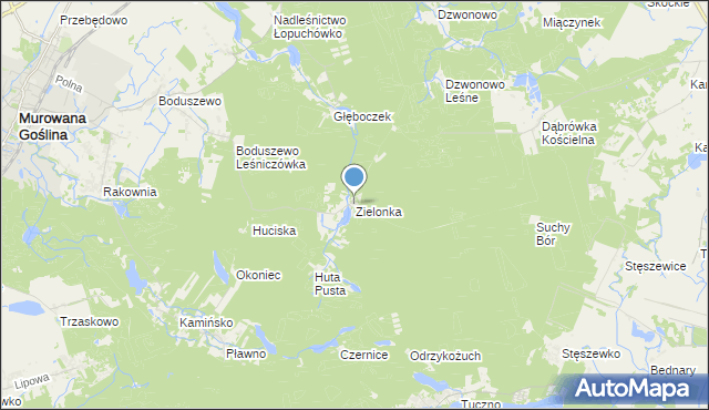 mapa Zielonka, Zielonka gmina Murowana Goślina na mapie Targeo